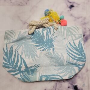 West Loop Tropical Pompom Rope Beach Tote Bag